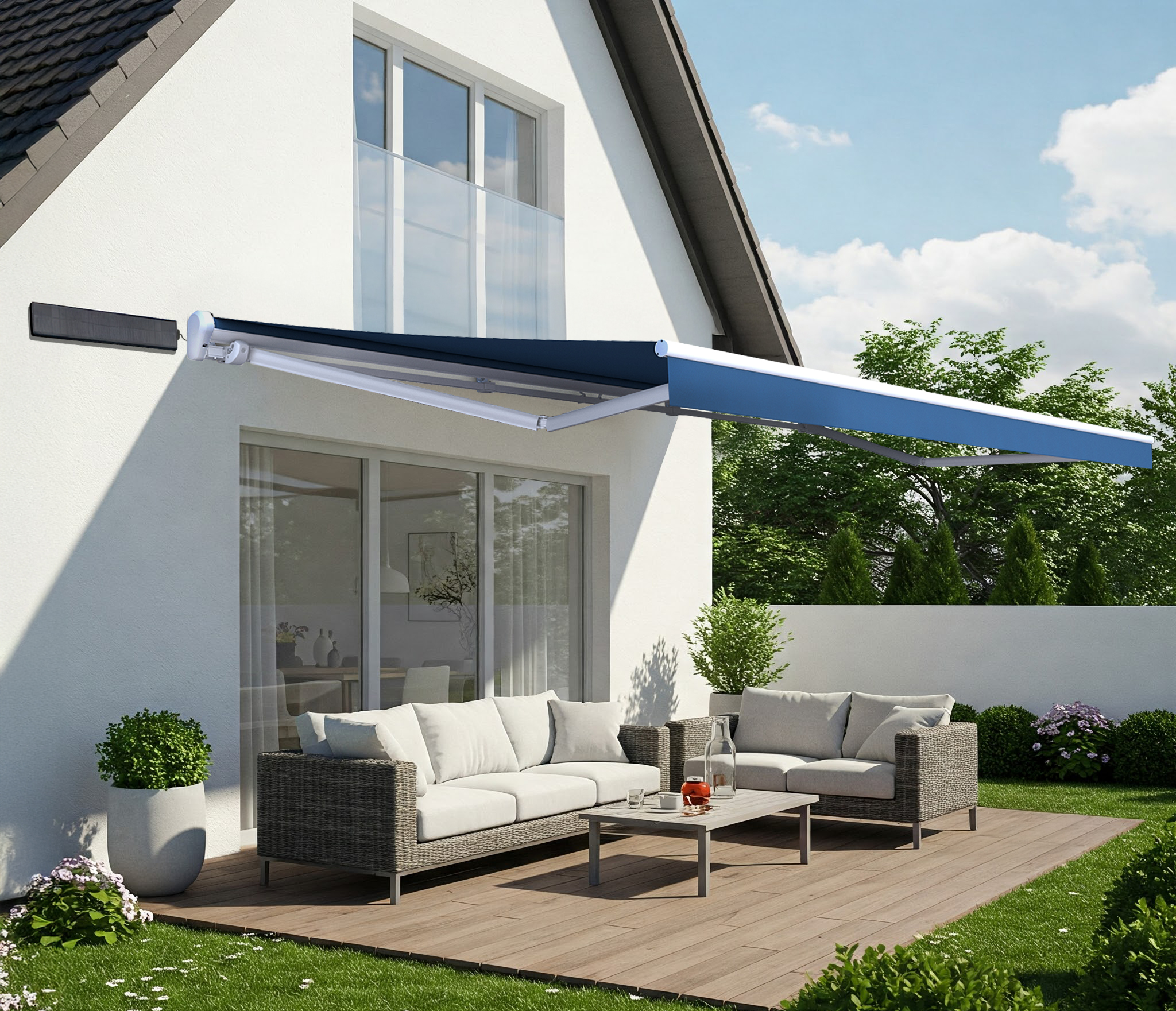 Solarmarkisen stilvoll in Szene gesetzt – ideal für Terrasse, Balkon und Garten