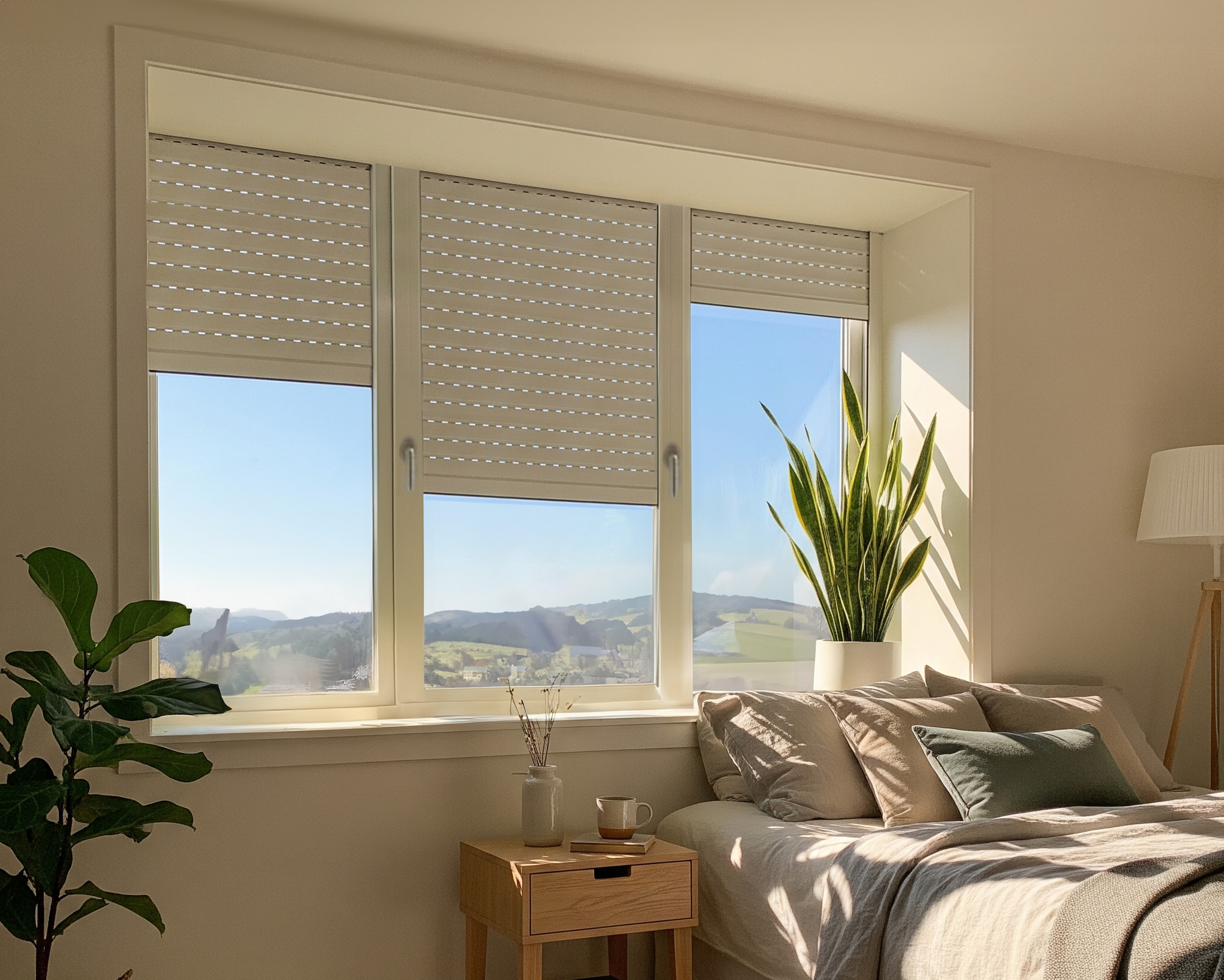 Rollläden dienen als zusätzliche Energiesparer und bieten gleichzeitig einen effizienten Sonnenschutz
