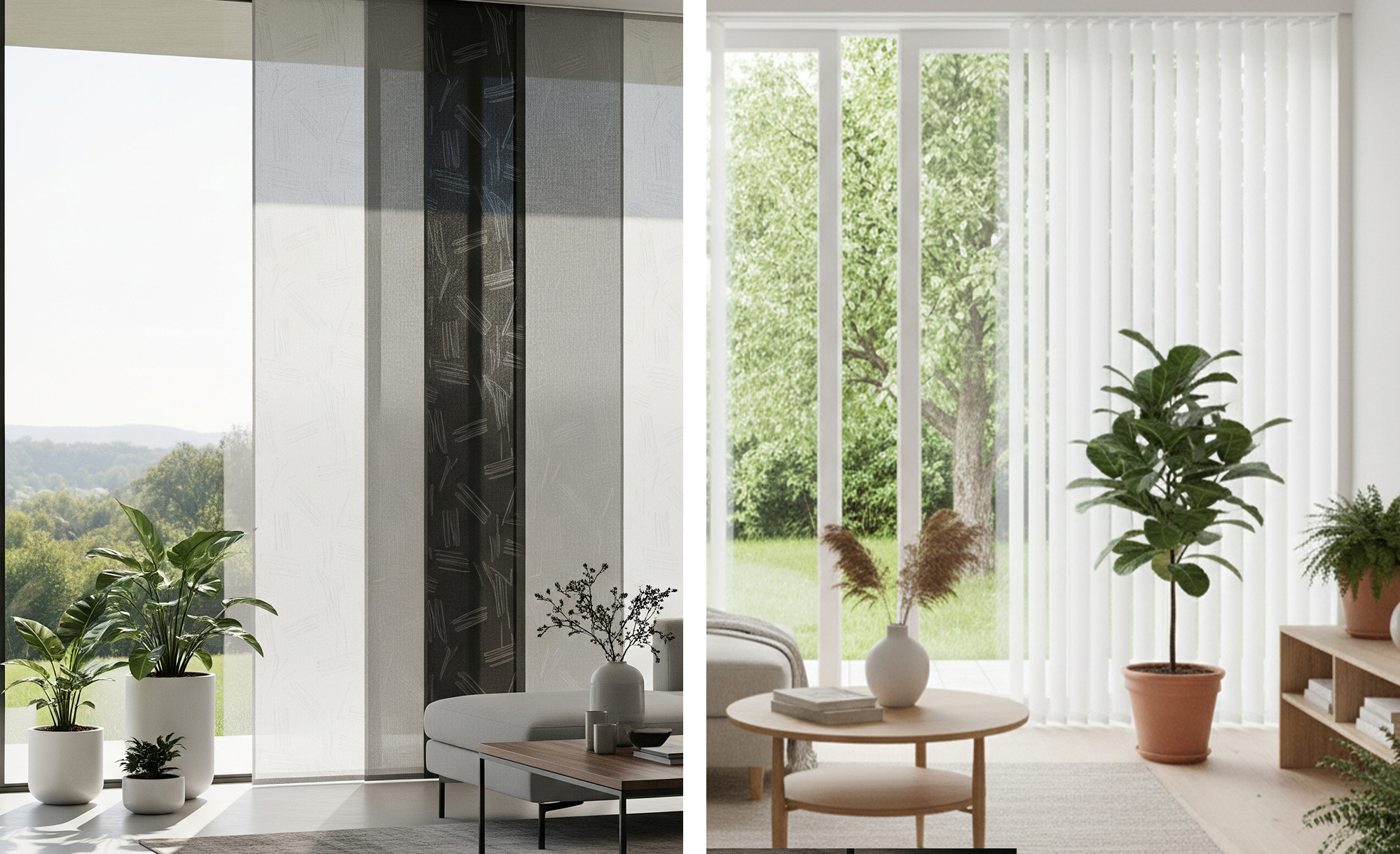 Ob elegante Flächenvorhänge oder praktische Lamellenvorhänge – entdecken Sie stilvolle Lösungen, die Licht und Privatsphäre perfekt inszenieren