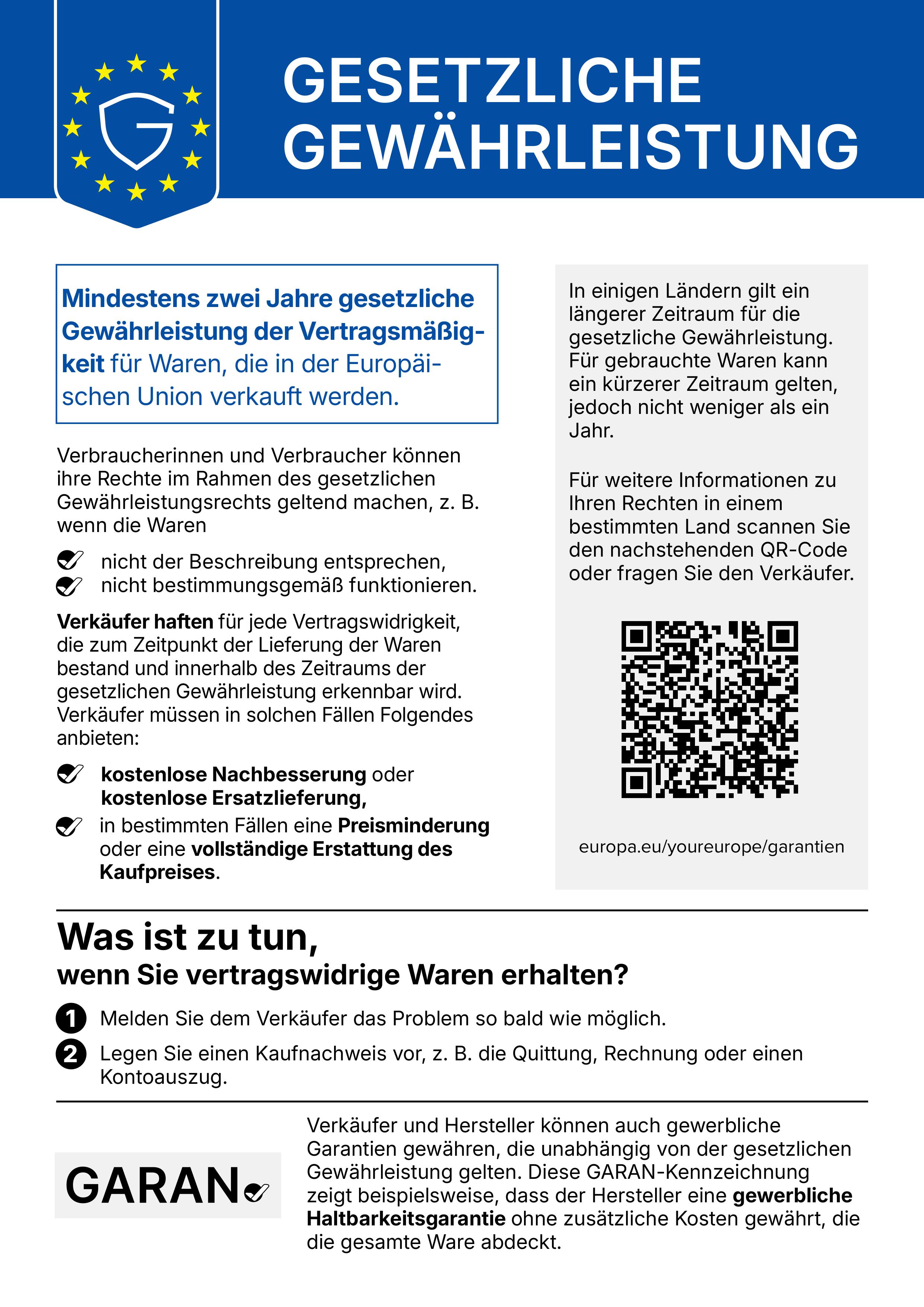 Gewährlsietungslabel EU Verordnung