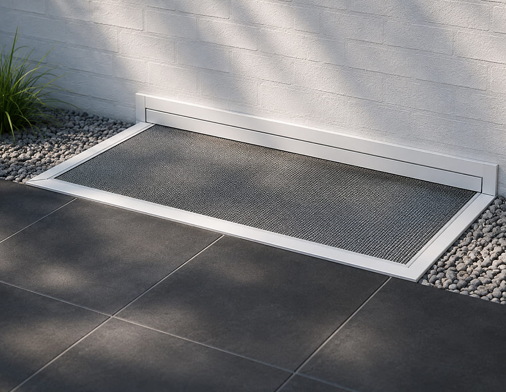 Flache Lichtschachtabdeckung aus Aluminium