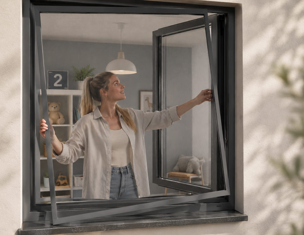 Spannrahmen Insektenschutz am Fenster