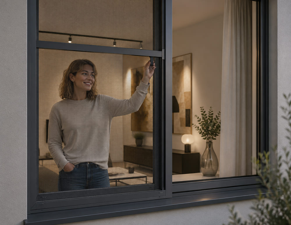 Fenster mit Insektenschutz Spannrahmen