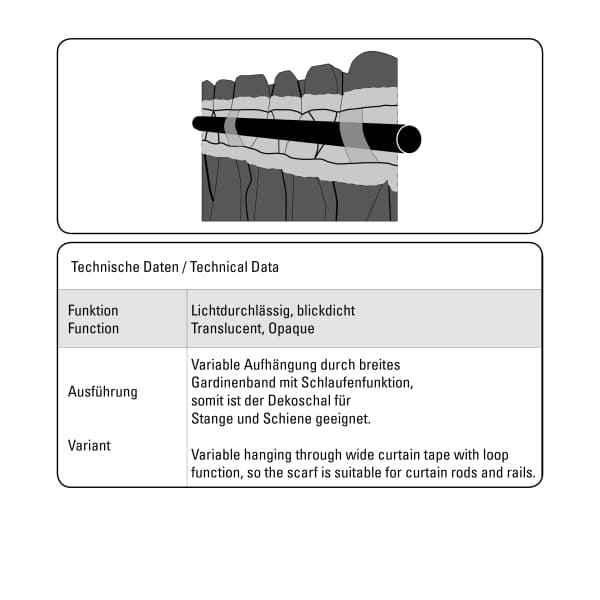 Schal mit Gardinenband, Naturoptik, beige