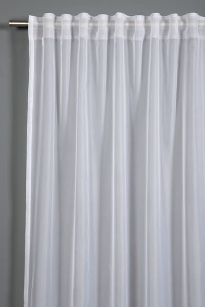 Schal mit Gardinenband, Voile Uni weiß
