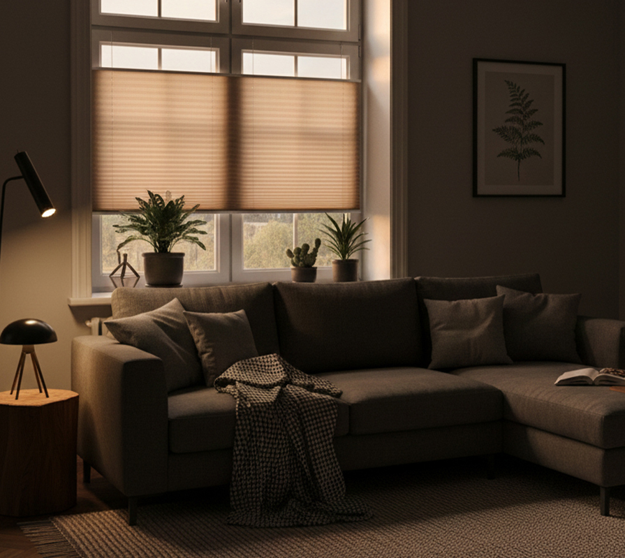 Perfekte Lichtregulierung mit dem Easyfix Plissee in der Trendfarbe Taupe