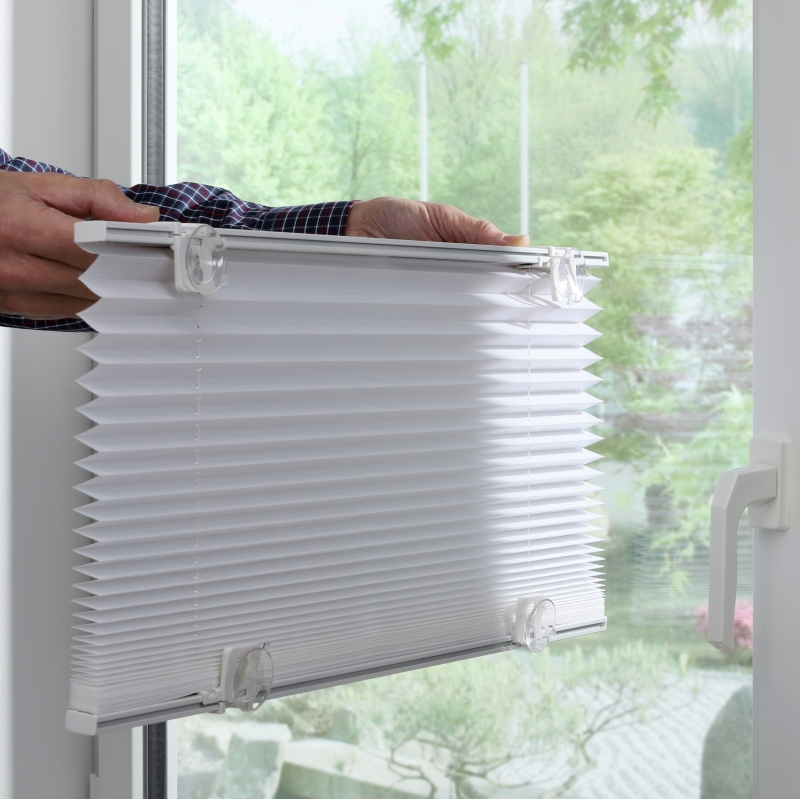 Plissee Solo mit Saugnäpfen, ohne Bohren, weiß