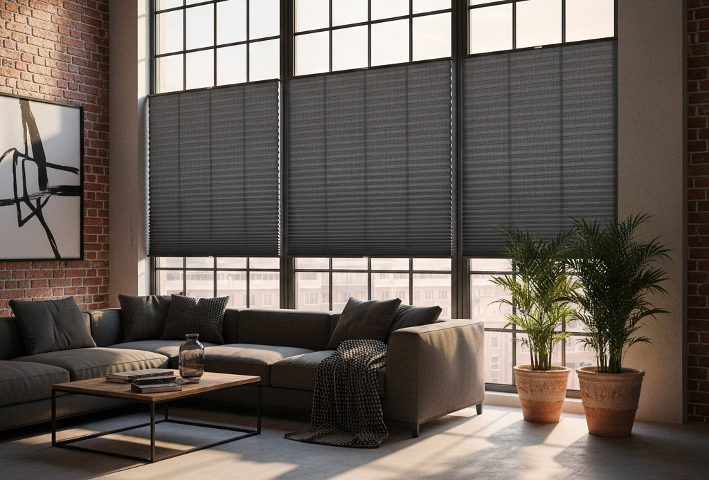 Easyfix Plissee in modernem Schiefer für den perfekten Sichtschutz.