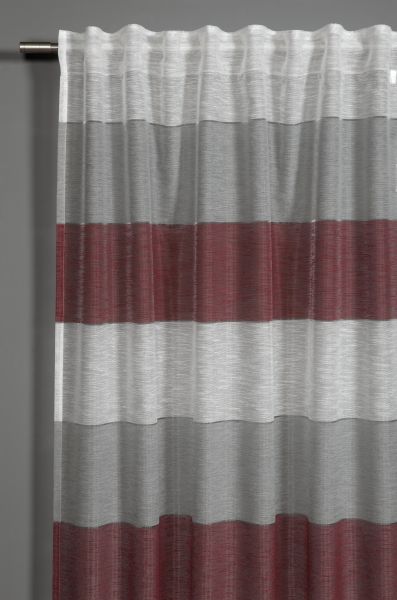Schal mit Gardinenband Etamine Webstreifen rot