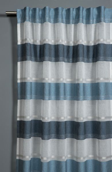Schal mit Gardinenband Etamine, weiß-blau